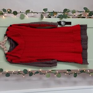 Women's Reborn two tone sweater dress button high low cowl turtle neck M